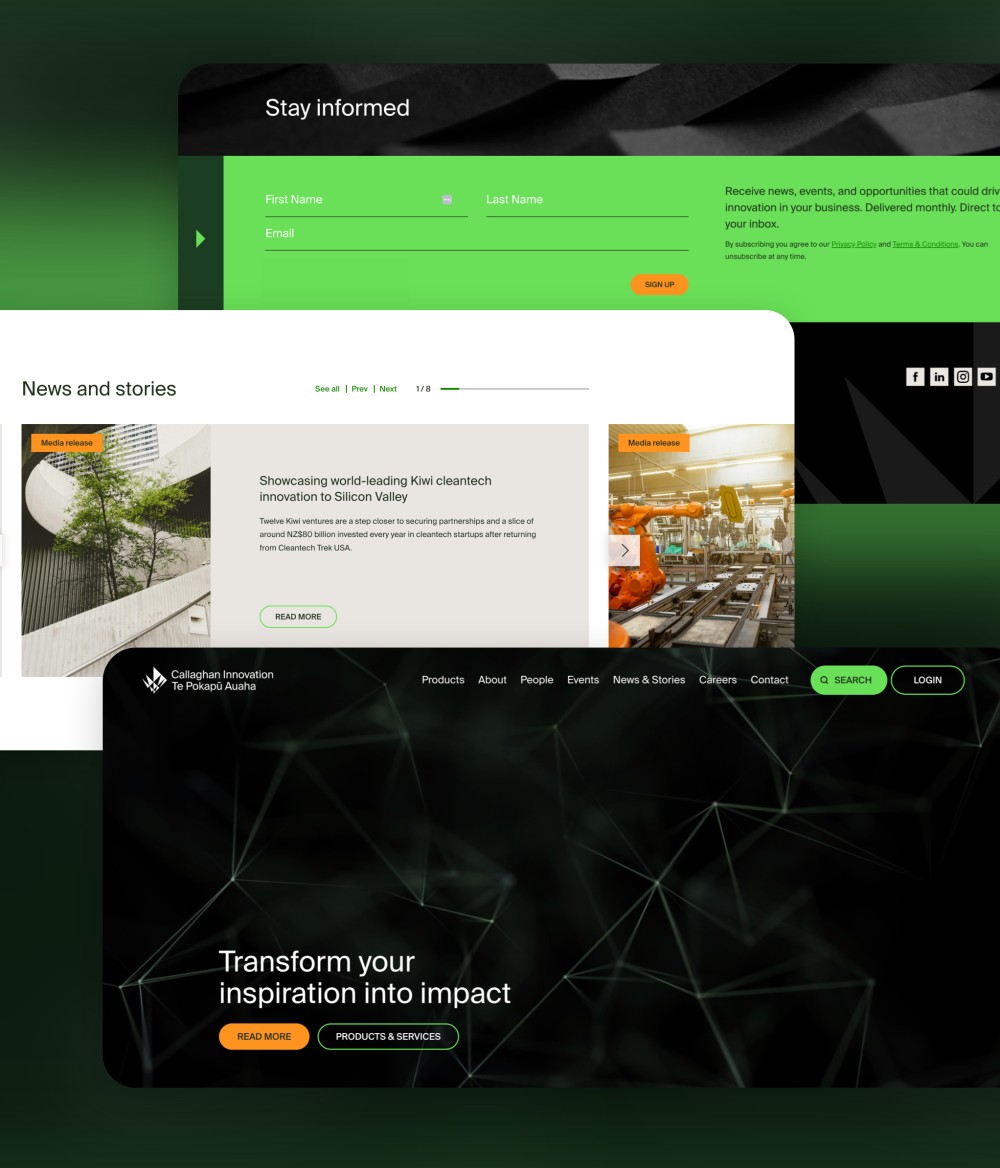 callaghan innovation website page design